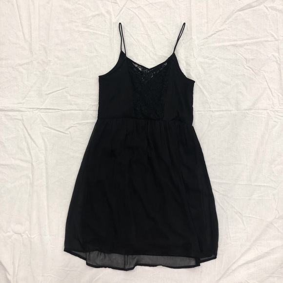 Babydoll Spaghetti Strap Little Black Dress - Picture 3 of 4